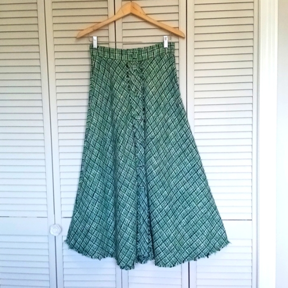 Zara Tweed Midi Skirt High Waisted Button Down Long Maxi Preppy Knit Plaid, S - Picture 4 of 13